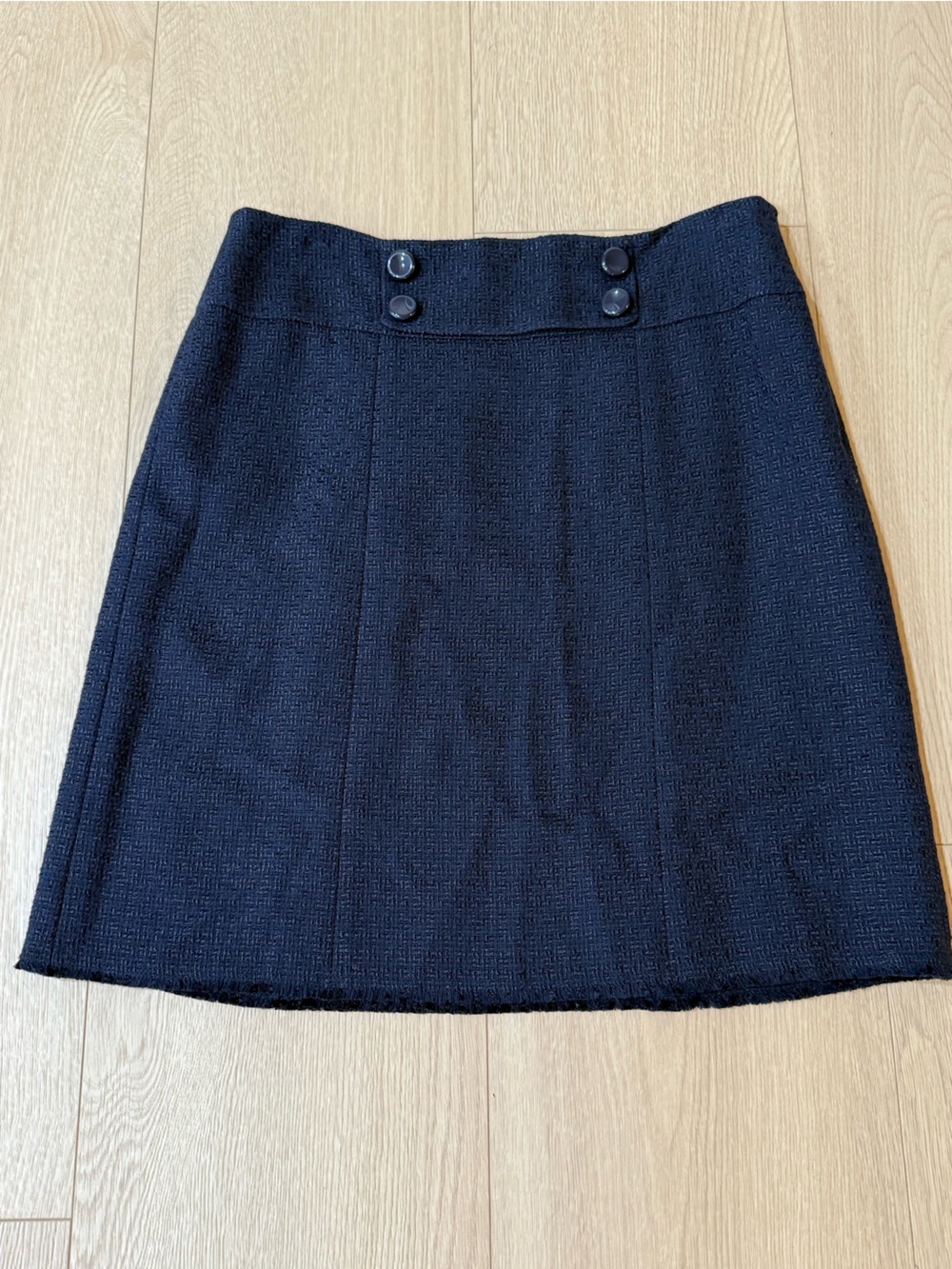 Ann Taylor Navy Textured Tweed Pencil Skirt Size 6 Career Chic